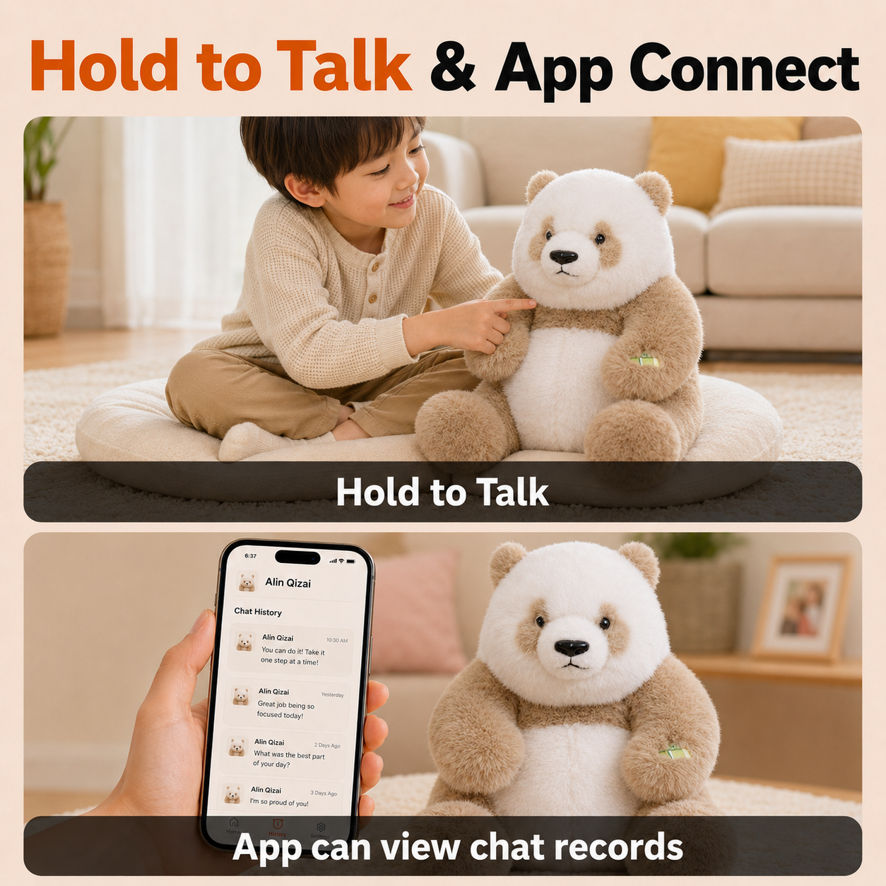 Hold to talk and app connection with AIin Qizai